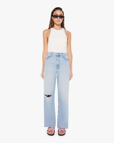 Mother High Waisted Spinner Zip Sneak Chew We Bounced Jeans - Blue