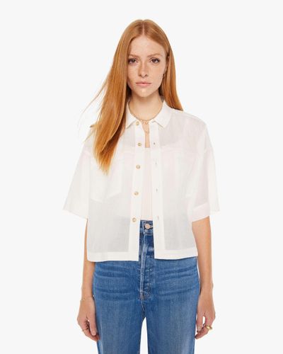 Mother The Roomie Double Pocket Thin Air Egret Shirt - White