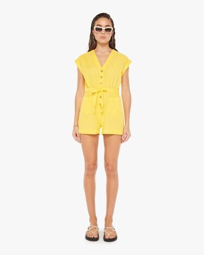Mother The Long Story Shorts Romper Primrose - Yellow