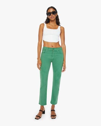 Mother The Mid Rise Rider Ankle Leprechaun Trousers - Green