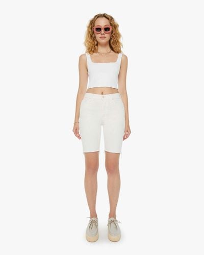 Mother The Tomcat Bermuda Shorts Fray Cream Puffs Jeans - White