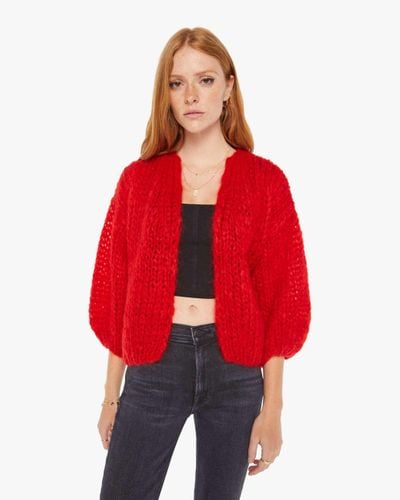 Maiami Big Bomber Cardigan Sweater - Red