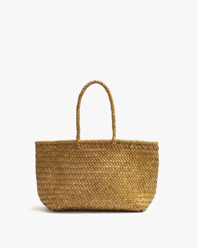 Basket Case Majuli Small Leather Tote Bamboo - White
