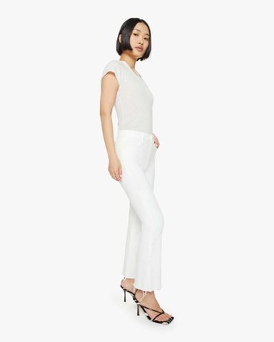 Mother Petites The Lil' Hustler Ankle Fray Fairest Of Them All Jeans - White