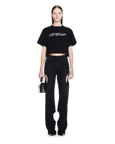 Off-White c/o Virgil Abloh Bookish Crop T-Shirt With Print - Black
