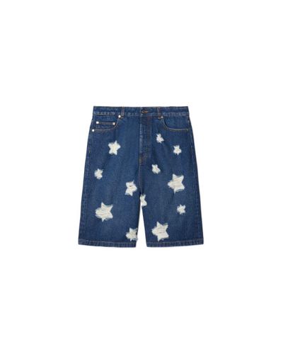 Off-White c/o Virgil Abloh Short en jean Stars Den à effet usé - Bleu