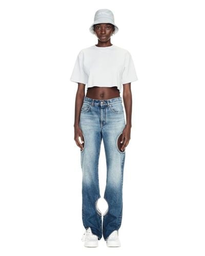 Off-White c/o Virgil Abloh Off Stamp Cropped Tee - Blue