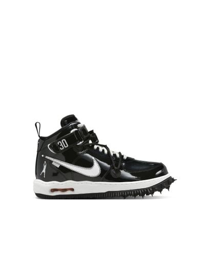 Nike + Off-white Air Force 1 Embroidered Patent-leather High-top Sneakers - Black