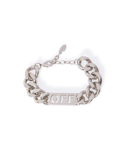 Off-White c/o Virgil Abloh Bracelet en chaîne à plaque logo - Blanc