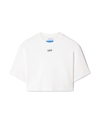 Off-White c/o Virgil Abloh T-shirt crop Off-Stamp - Blanc