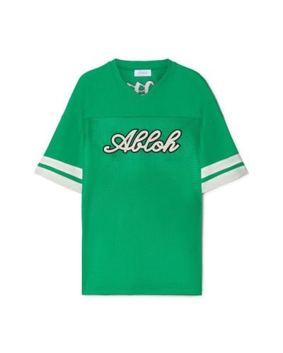 Off-White c/o Virgil Abloh T-shirt in mesh con logo Football - Verde