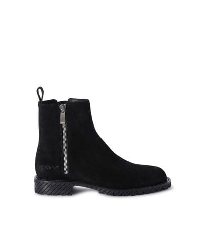 Off-White c/o Virgil Abloh Military Zipped Suede Ankle Boots - Black