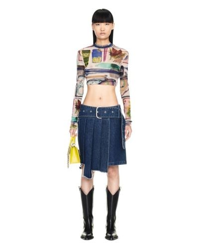Off-White c/o Virgil Abloh Xray Tulle Cropped L/s Top - Blue
