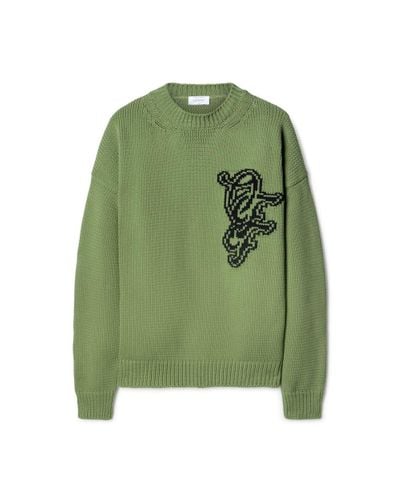 Off-White c/o Virgil Abloh Pull en maille intarsia - Vert