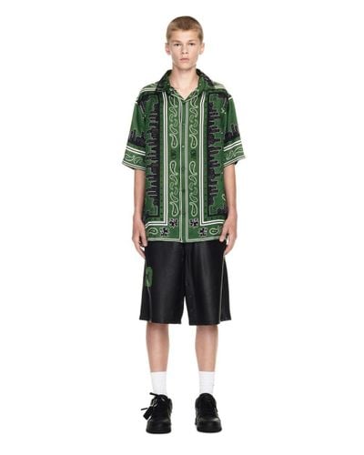 Off-White c/o Virgil Abloh Bandana Graphic-print Relaxed-fit Satin Shirt - Green