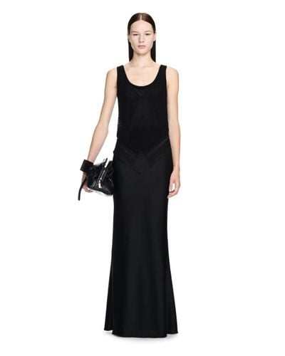 Off-White c/o Virgil Abloh Satin Net Lace Long Tank Dress - Black