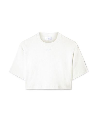 Off-White c/o Virgil Abloh T-shirt crop à logo brodé - Blanc