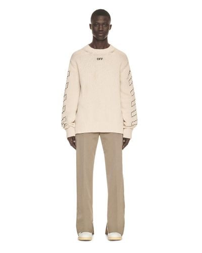 Off-White c/o Virgil Abloh Stitch Arrows Diags Knit Sweater - Natural