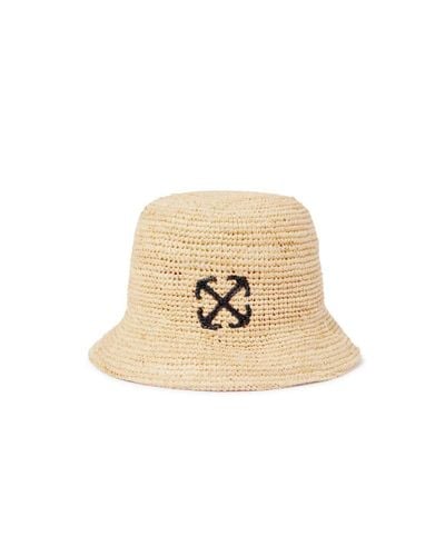 Off-White c/o Virgil Abloh Arrows-embroidered Raffia Bucket Hat - Natural
