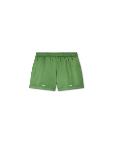 Off-White c/o Virgil Abloh Shorts da mare corti a gamba dritta con logo - Verde