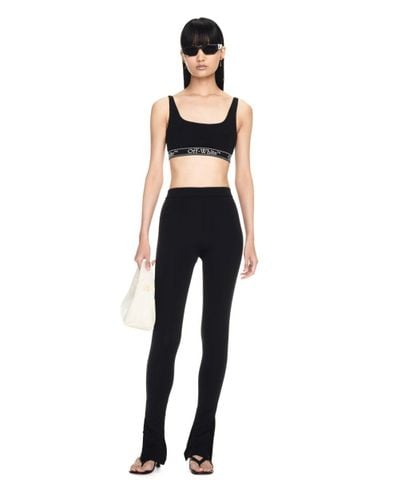 Off-White Black Synthetic Diagonal Print Athletic Leggings M Off-White