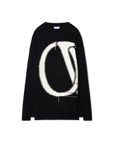 Off-White c/o Virgil Abloh Pull en laine à logo intarsia - Noir