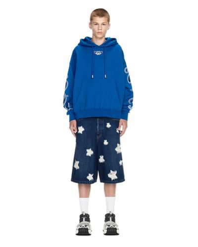 Off-White c/o Virgil Abloh Off- Hooded Sweatshirt With Arrow Band - Blue