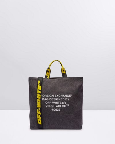 Shop Off-White Unisex Street Style Leather Logo Totes by shonacompany