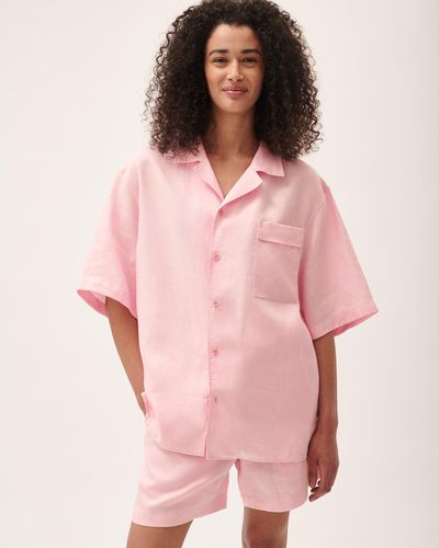 PANGAIA Dna Aloe Linen Camp Collar Shirt - Pink