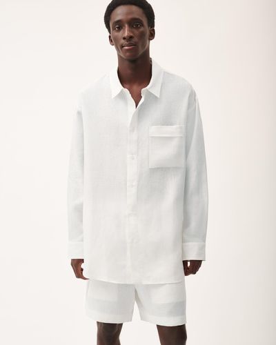 PANGAIA Dna Aloe Linen Collared Long Sleeve Shirt - White