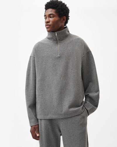 PANGAIA Men's Recycled Wool Jersey Half-zip Jumper - Grey