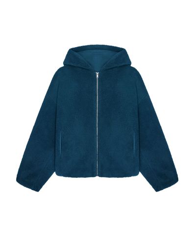 PANGAIA Recycled Wool Fleece Reversible Bomber Jacket - Blue