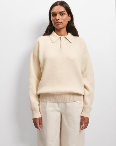 PANGAIA Recycled Cashmere Polo Jumper - Natural