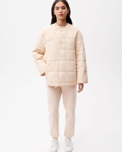 PANGAIA Flower-warmth Quilted Collarless Jacket - Natural