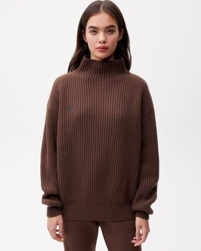 PANGAIA Recycled Cashmere Funnel Neck Jumper - Brown