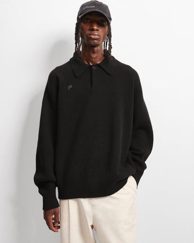 PANGAIA Recycled Cashmere Polo Jumper - Black