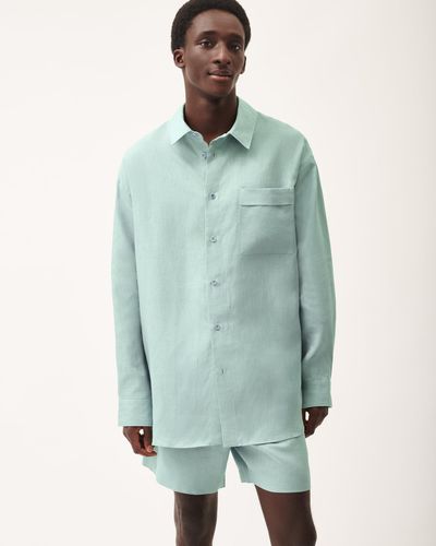 PANGAIA Dna Aloe Linen Collared Long Sleeve Shirt - Green