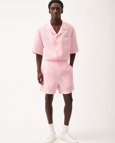 PANGAIA Dna Aloe Linen Mid Length Shorts - Pink