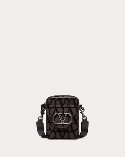 Valentino Garavani MINI-SCHULTERTASCHE LOCÒ AUS TOILE ICONOGRAPHE - Schwarz