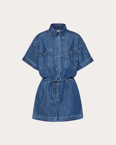 Valentino JUMPSUIT AUS BLUE CHAMBRAY DENIM - Blau