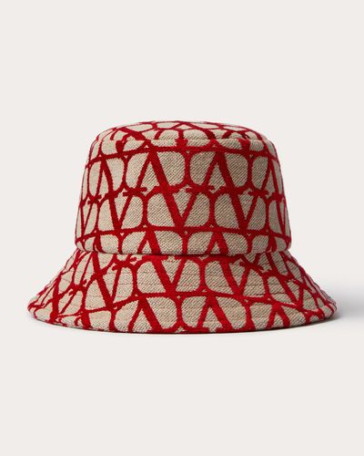 Valentino Garavani BUCKET HAT AUS TOILE ICONOGRAPHE - Rot