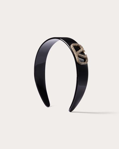 Valentino Garavani VLOGO SIGNATURE HAARBAND AUS KUNSTSTOFF, METALL UND MIT SWAROVSKI®-KRISTALLEN - Blau