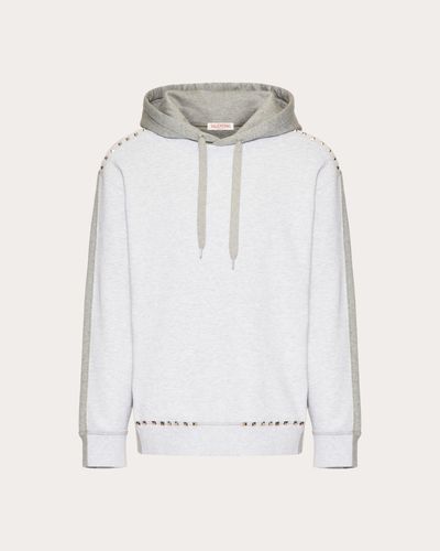 Valentino KAPUZENPULLOVER AUS BAUMWOLLE MIT ROCKSTUD UNTITLED NIETEN - Grau