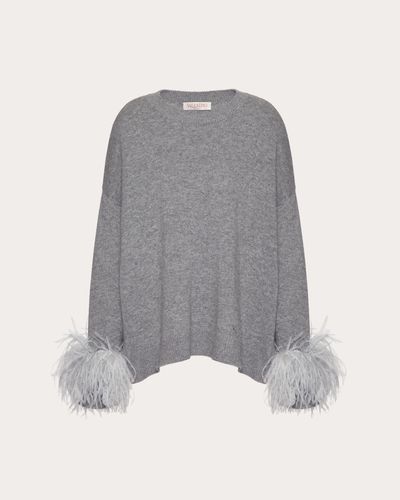 Valentino WOLLPULLOVER MIT FEDERN - Grau