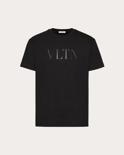 Valentino T-SHIRT AUS BAUMWOLLE MIT RUNDHALSAUSSCHNITT UND VLTN-PRINT - Schwarz