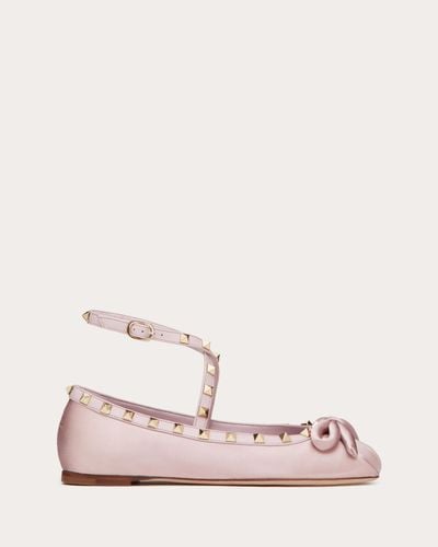 Valentino Garavani ROCKSTUD BALLERINAS AUS SATIN - Pink