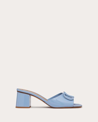 Valentino Garavani VLOGO SIGNATURE SLIDE-SANDALEN AUS LACKLEDER, 60 MM - Blau