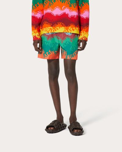 Valentino Badeanzug Aus Nylon Mit Waves Multicolor-print - Mehrfarbig