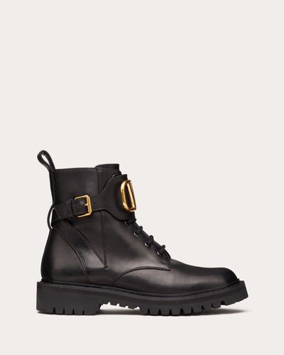 Valentino Garavani COMBAT BOOTS VLOGO SIGNATURE AUS KALBSLEDER MIT 35 MM-ABSATZ - Schwarz