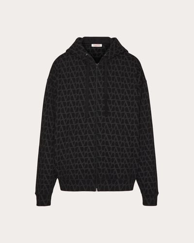 Valentino KAPUZENSWEATSHIRT AUS BAUMWOLLE MIT REISSVERSCHLUSS UND TOILE ICONOGRAPHE-PRINT - Schwarz